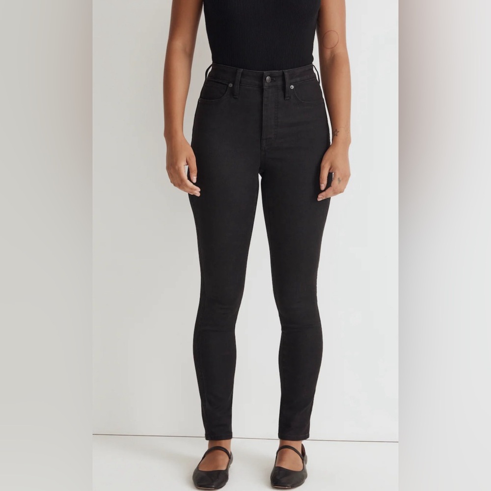 Madewell Curvy High-Rise Skinny Tall 33T Black Frost Dark Grey Jeans